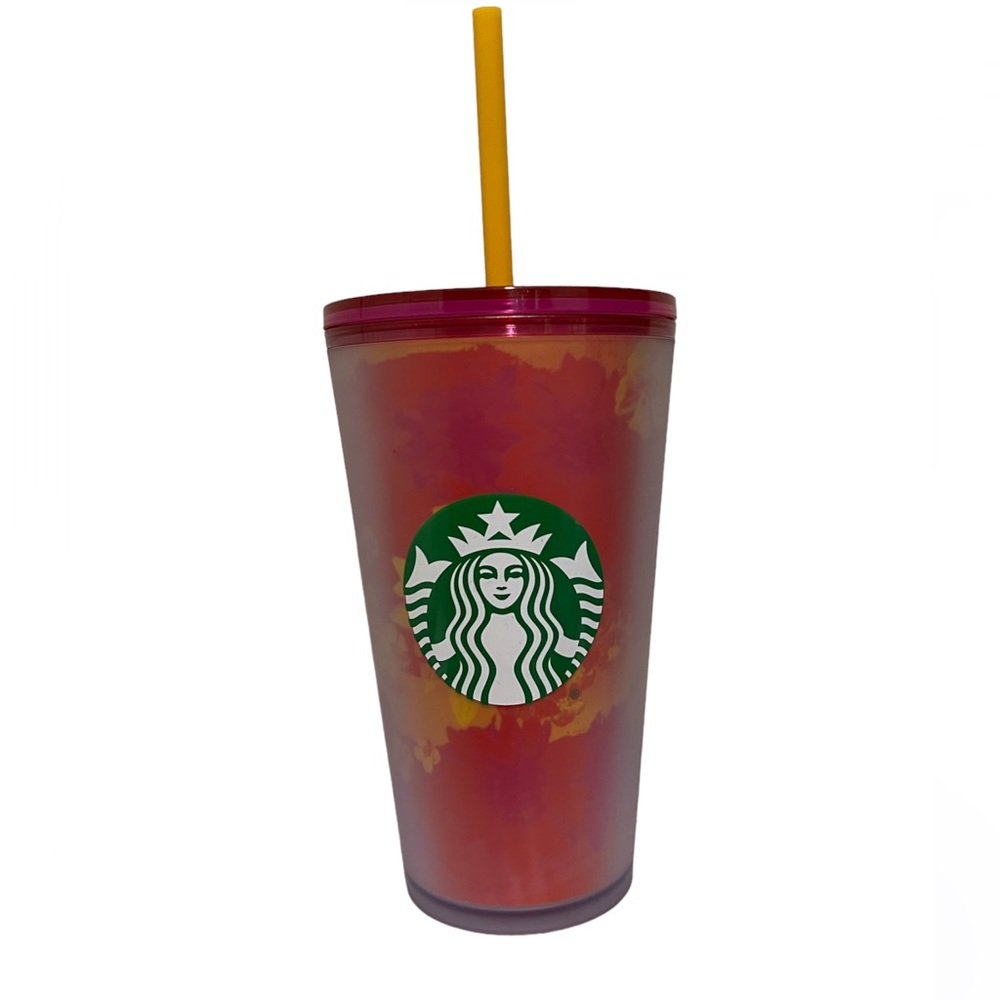 Starbucks Grande Pink & Yellow Soft Touch Tumbler NWT